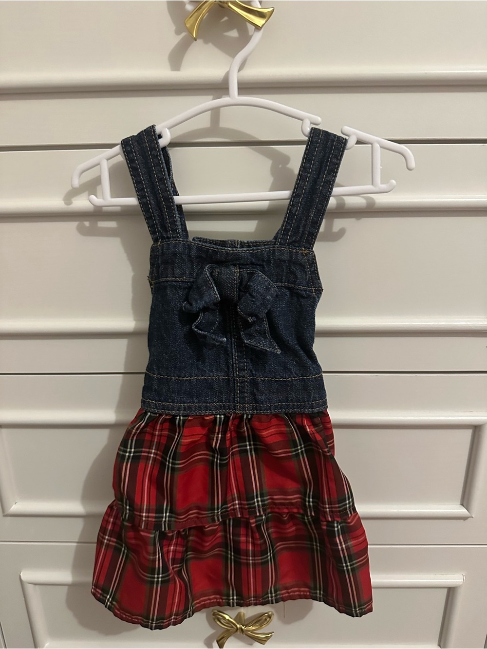 OshKosh Girl Plaid Jumper Dress 18M Holiday Christmas Dress
